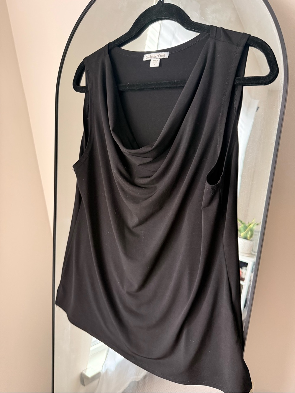 Coldwater Creek Black Draped Cowl Neck Sleeveless Top
